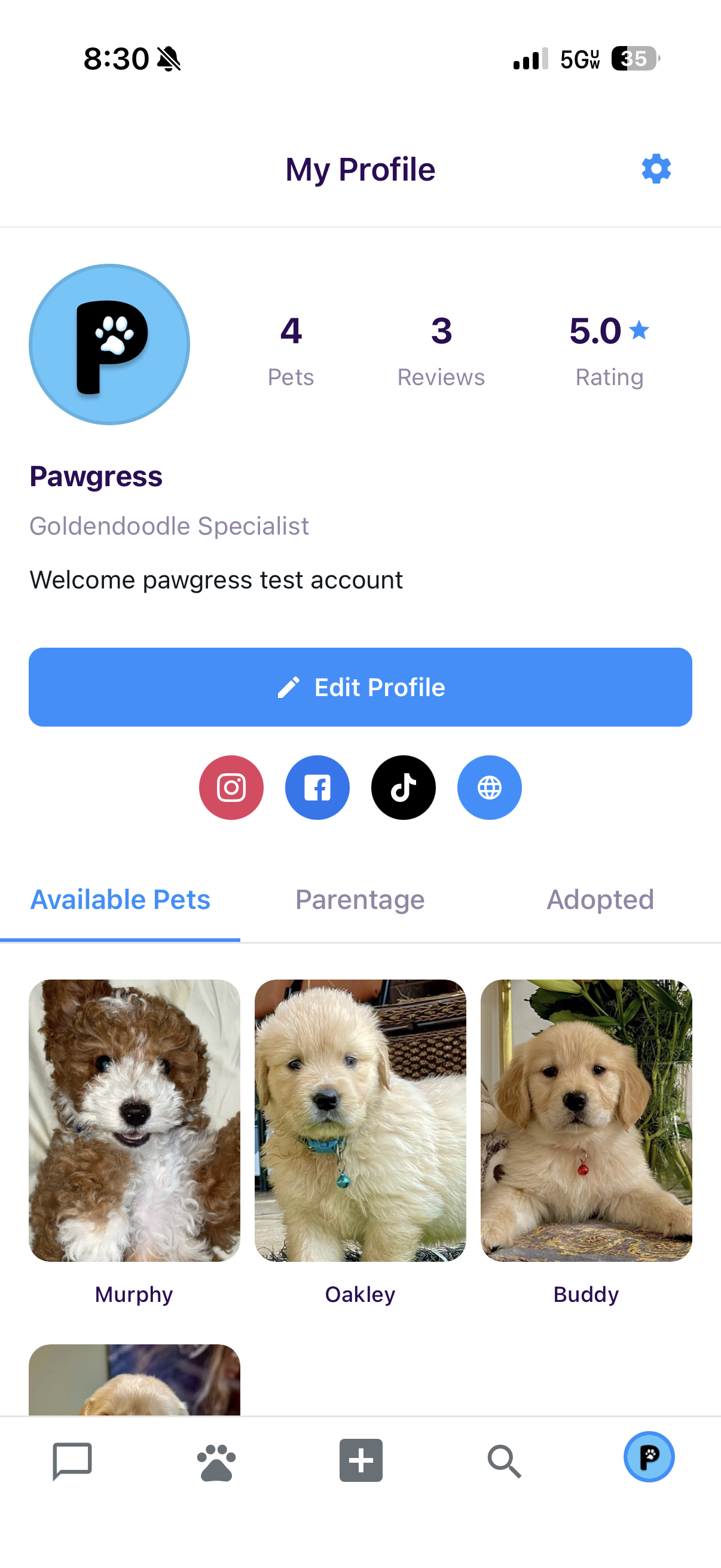 Public breeder profile